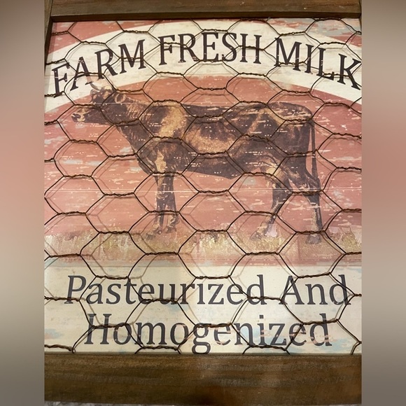 Farmhouse Kitchen Rooster and Cow Chicken Wire Pictures Country Farmhouse Decor - Picture 10 of 13